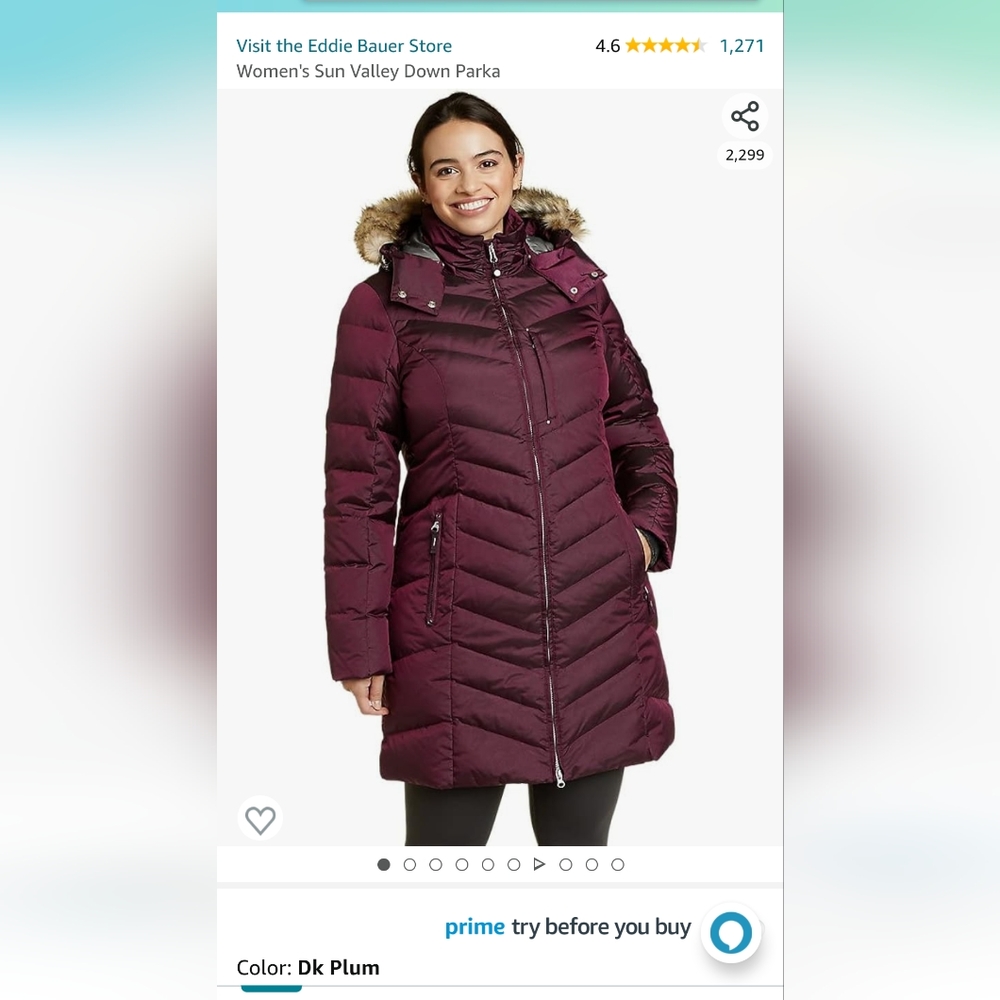 Eddie Bauer Women's Sun Valley Down Parka Size Medium